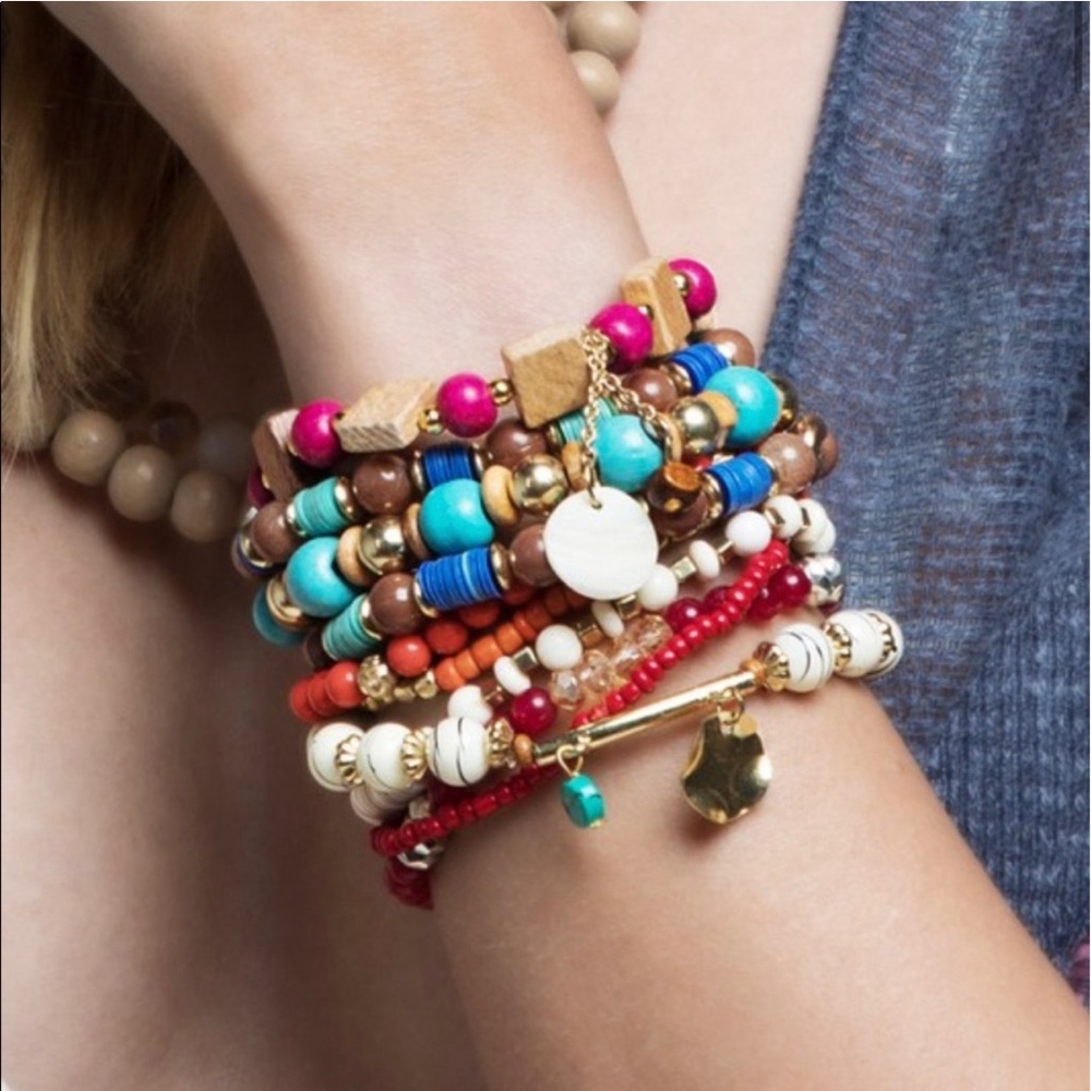 Multi Bead 10 Set Bracelet Boho Style